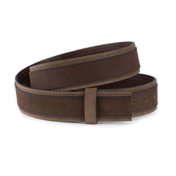 brown suede belts for belt buckle adjustable blue stitching 1 06 30072024 38 SUEDCUTBROW