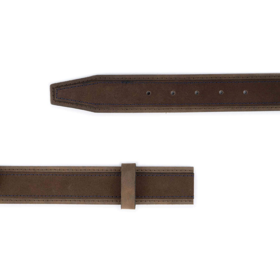 brown suede belts for belt buckle adjustable blue stitching 2