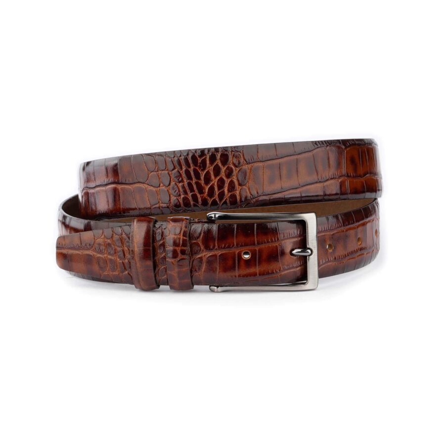 cognac crocodile belt emboss calf leather top quality 1 09 31072024 35 CROCBELTCOGN