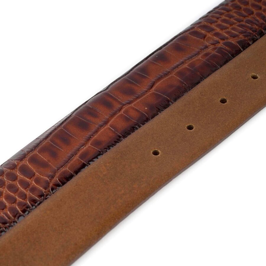 cognac crocodile belt emboss calf leather top quality 2