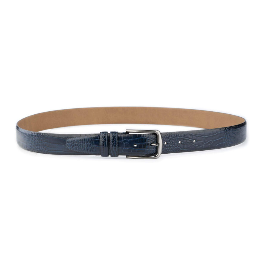 dark blue crocodile belt emboss calf leather 4