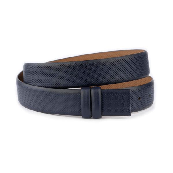 dark blue leather belt strap no buckle dotted texture 1 14 30072024 35 PERFCUTBLUE