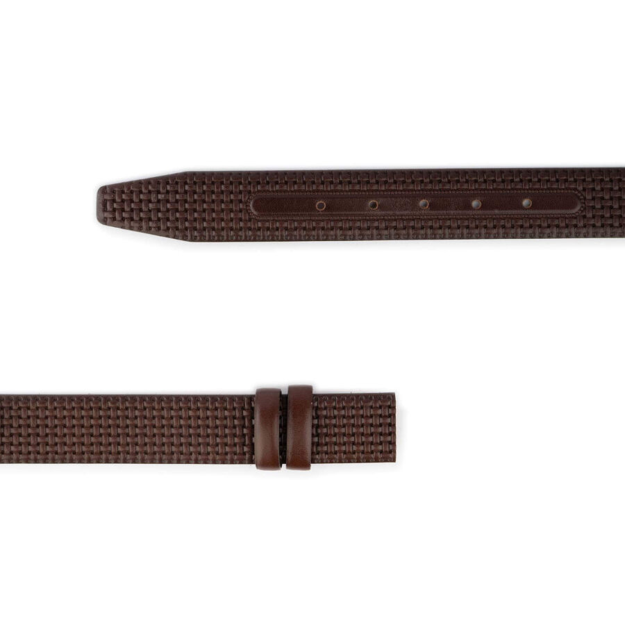 dark brown woven leather buckle strap 2