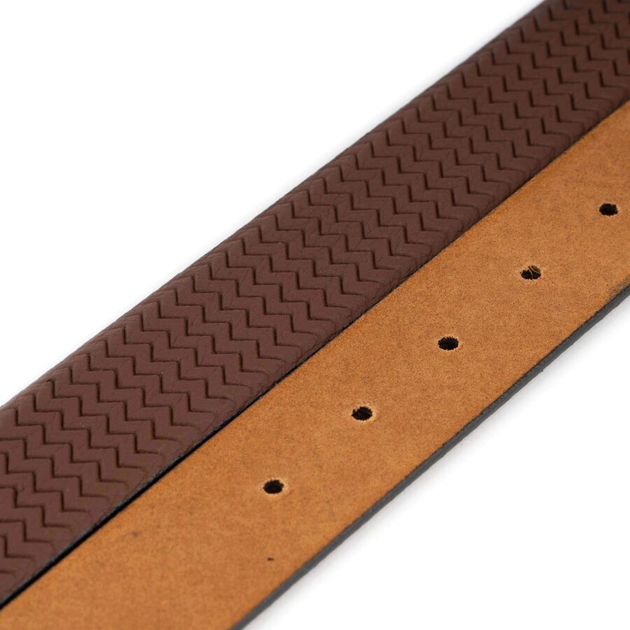 fashion belts mens dark brown zig zag leather emboss 3