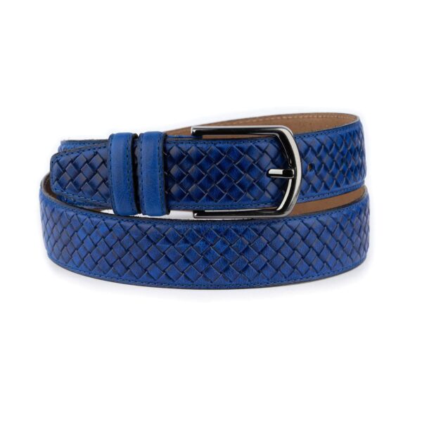 golf belts for men blue woven emboss leather 1 18 31072024 35 WOVEBELTBLUE