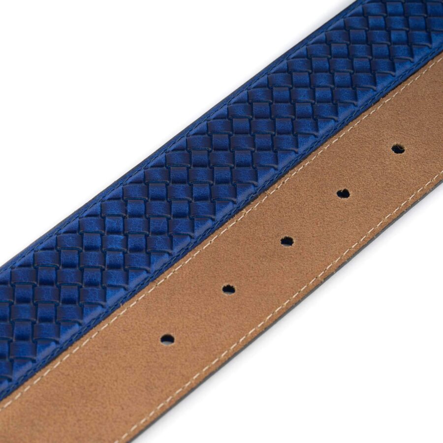 golf belts for men blue woven emboss leather 3