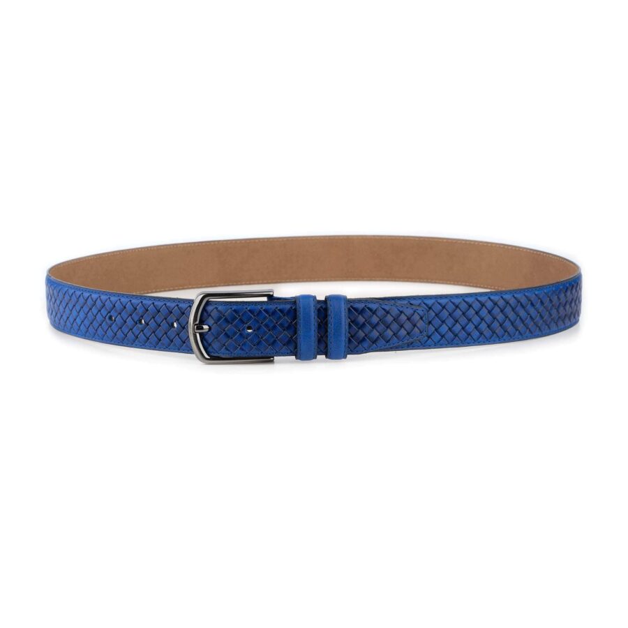 golf belts for men blue woven emboss leather 4