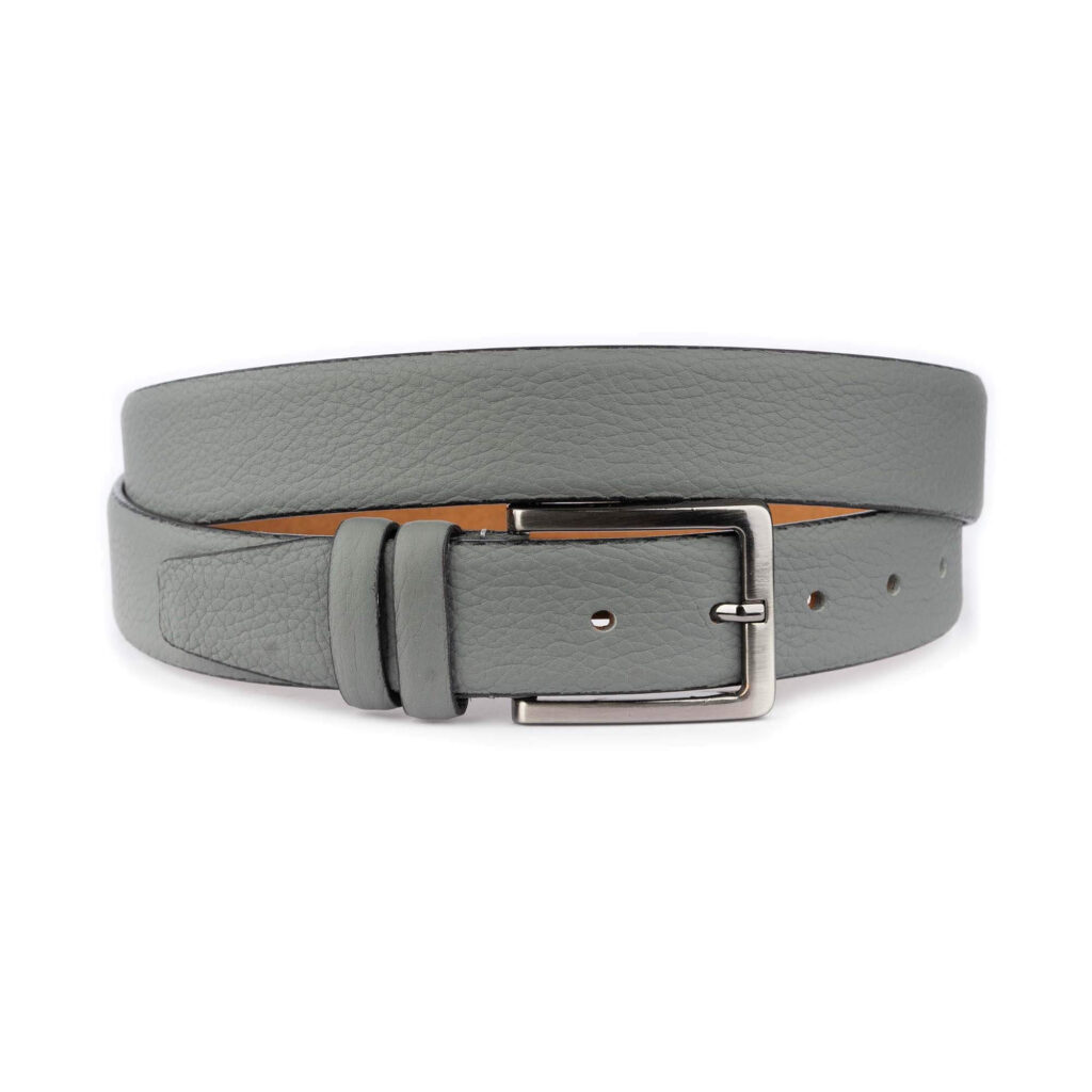 Buy Gray Golf Belt Mens Grained Leather High Quality ...