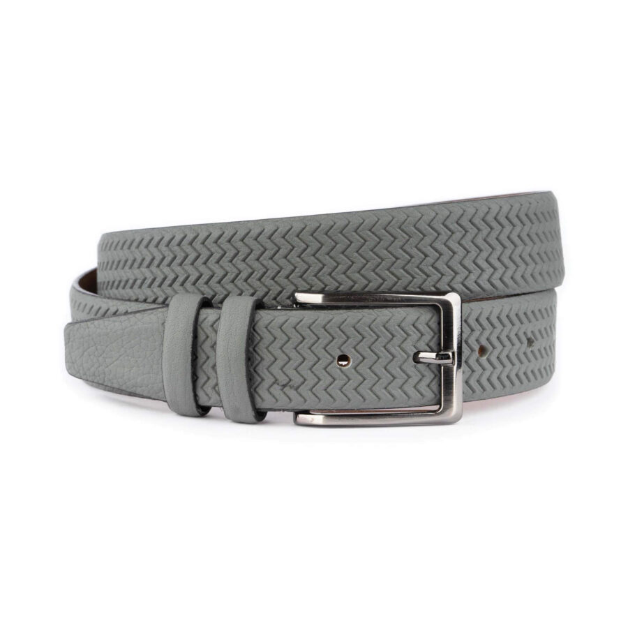 gray mens shortbelt zig zag emboss top quality 1 22 31072024 35 ZIGZBELTGRAY