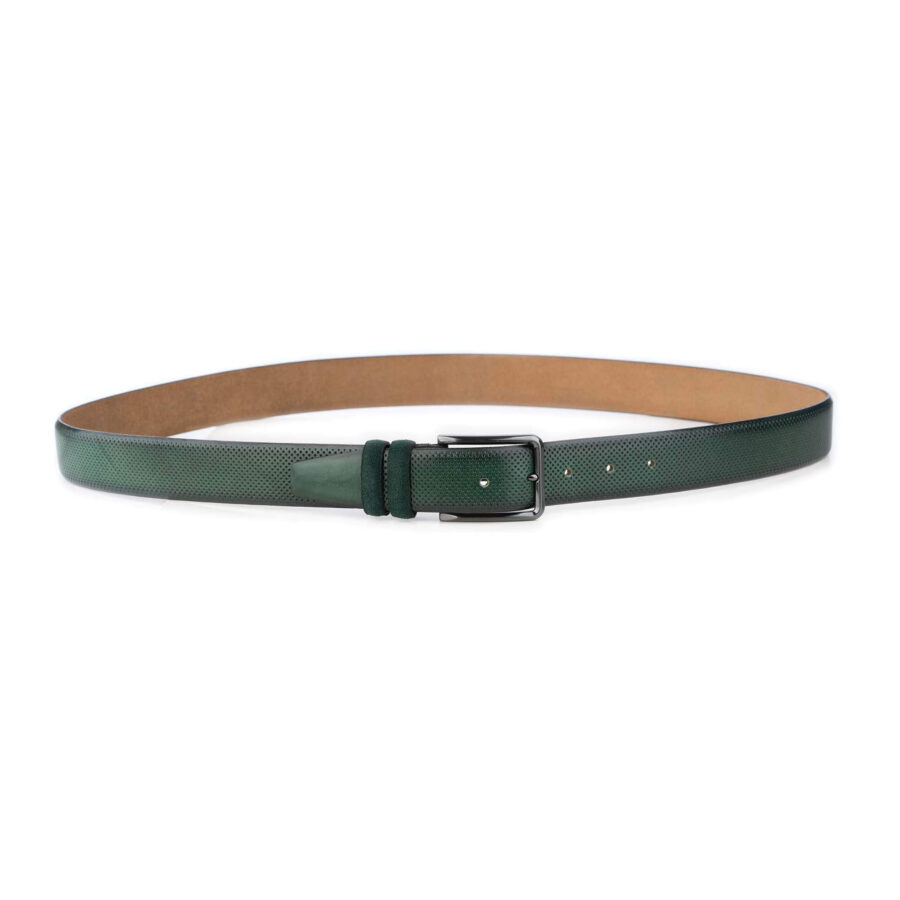 green golf belt perforated real leather high quality 4