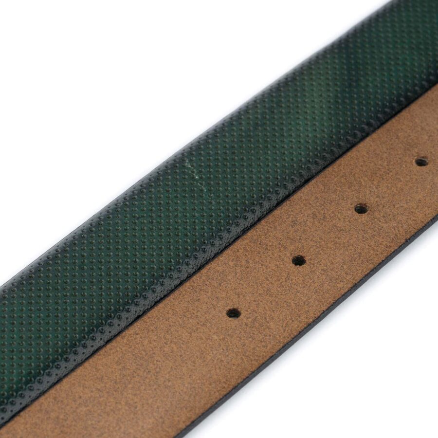 green leather belt strap for designer buckles dot texture 3