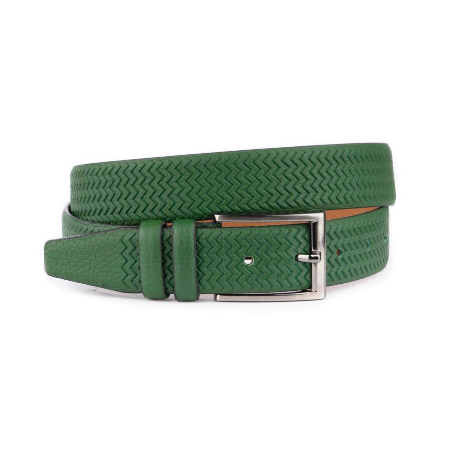 green shorts belt for men zig zag high quality leather 1 24 31072024 35 ZIGZBELTGREE