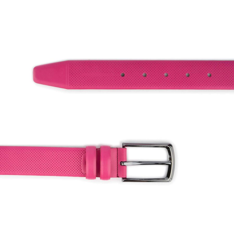 ladies golf belts pink leather perforated 2