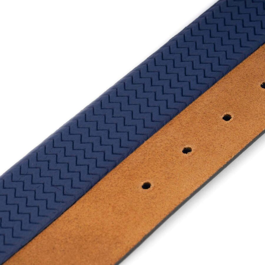 leather belt strap for designer buckles blue zig zag texture 3