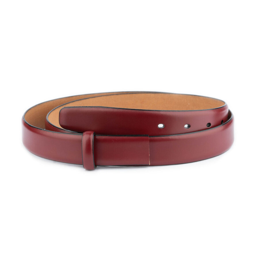 leather buckle strap burgundy smooth leather 1 1 8 inch 1 10 30 CUT 28082024 AML