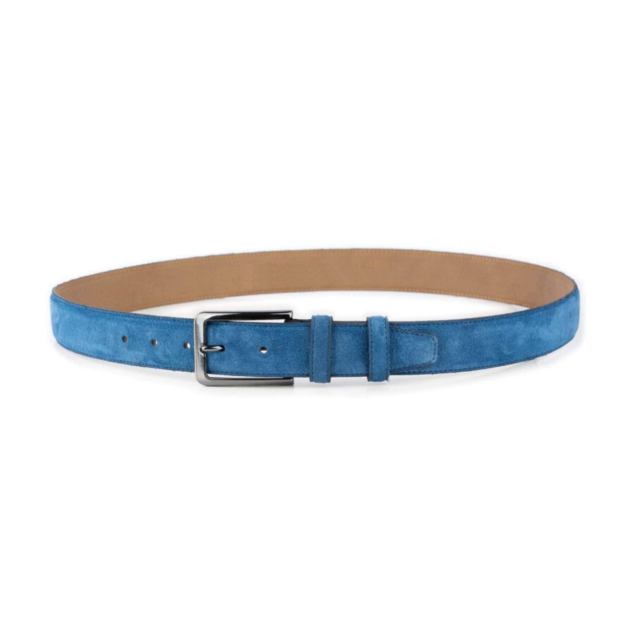 light blue suede golf belts for men real leather 3