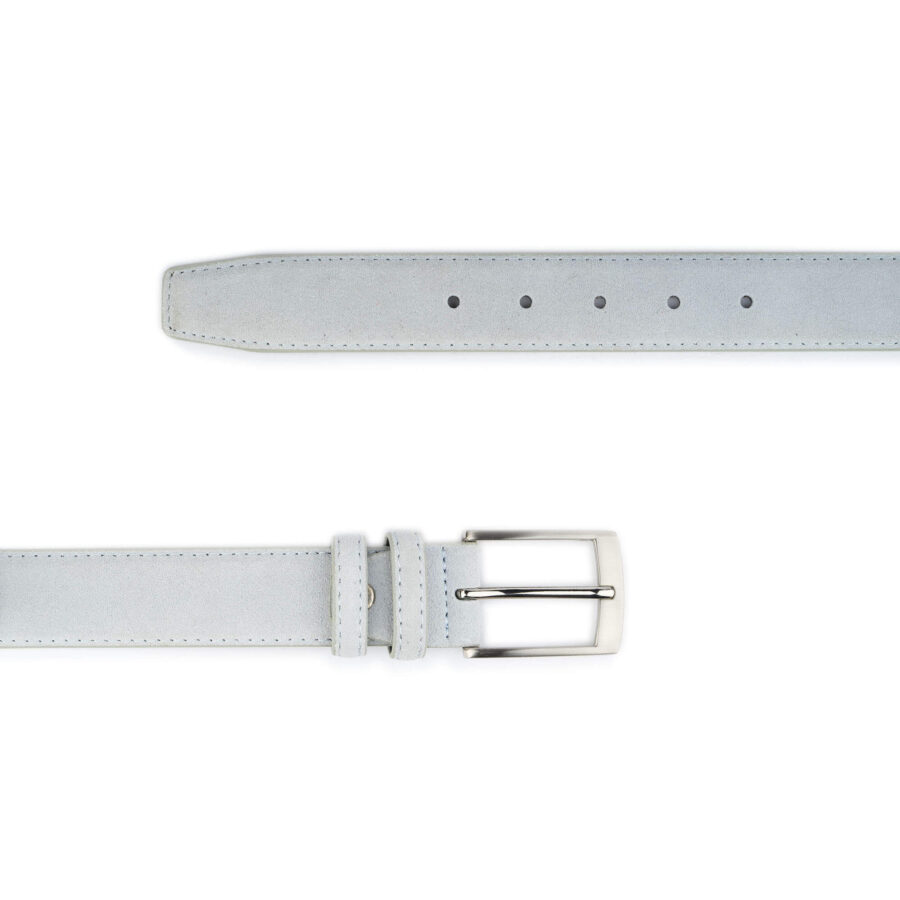 light gray blue suede vegan leather belt 2