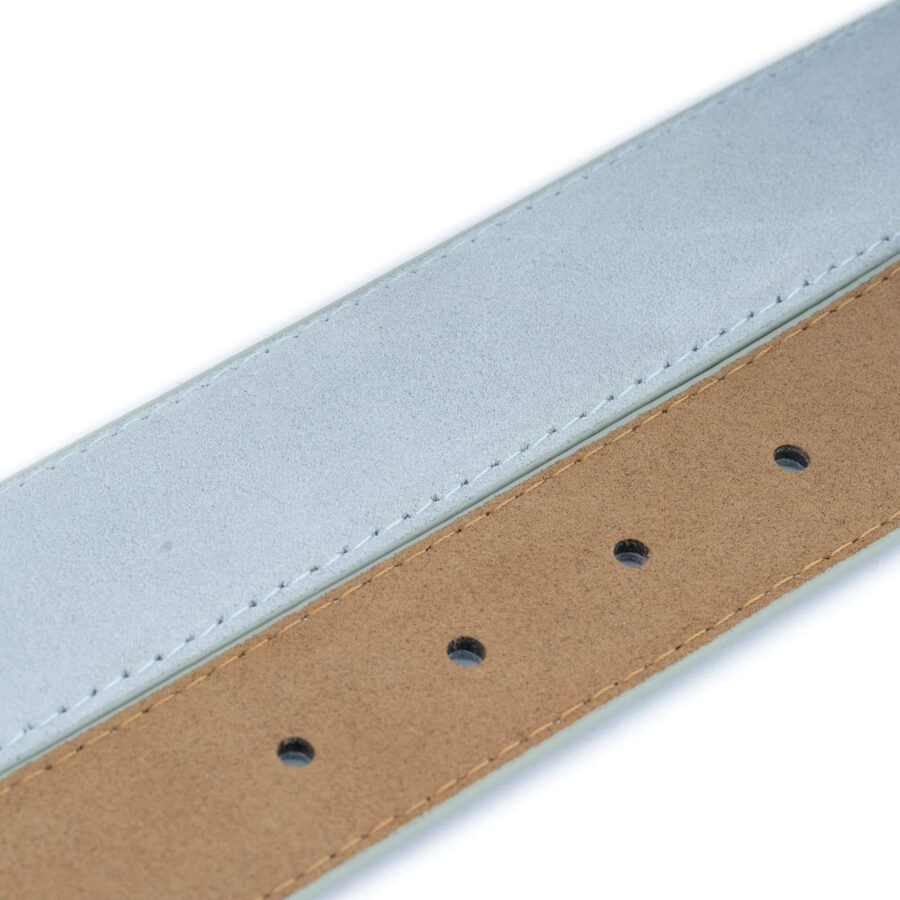 light gray blue suede vegan leather belt 3