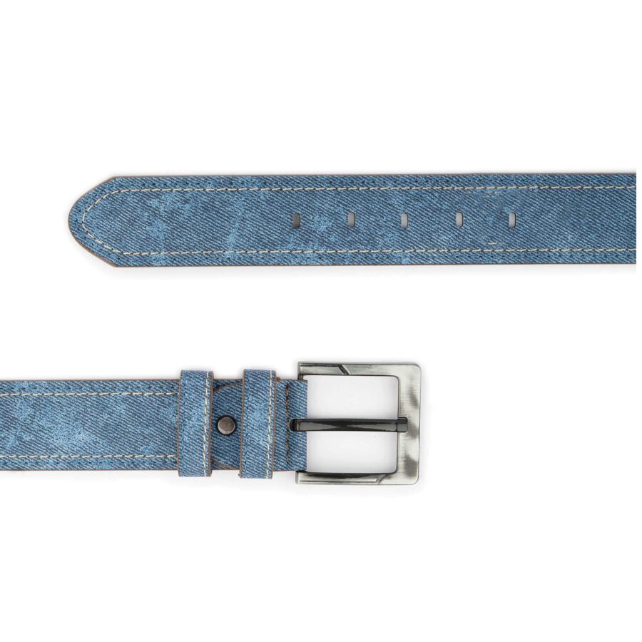 mens denim print belt vegan leather 2