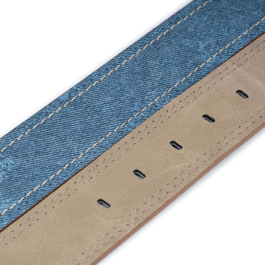 mens denim print belt vegan leather 3