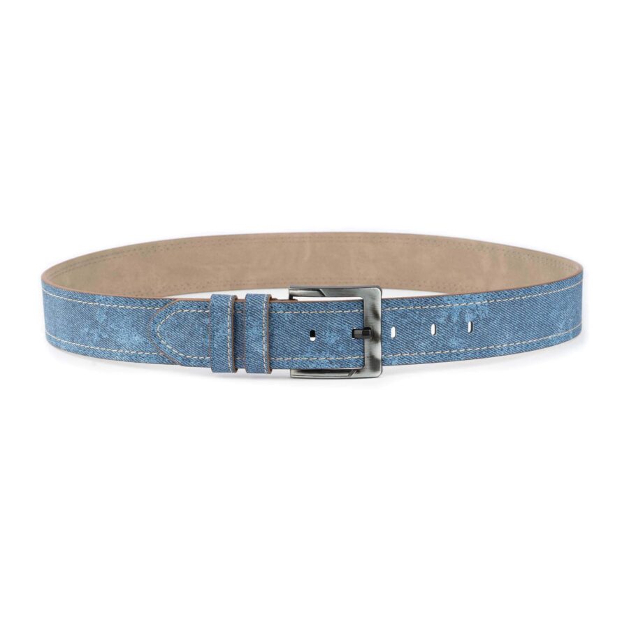 mens denim print belt vegan leather 4