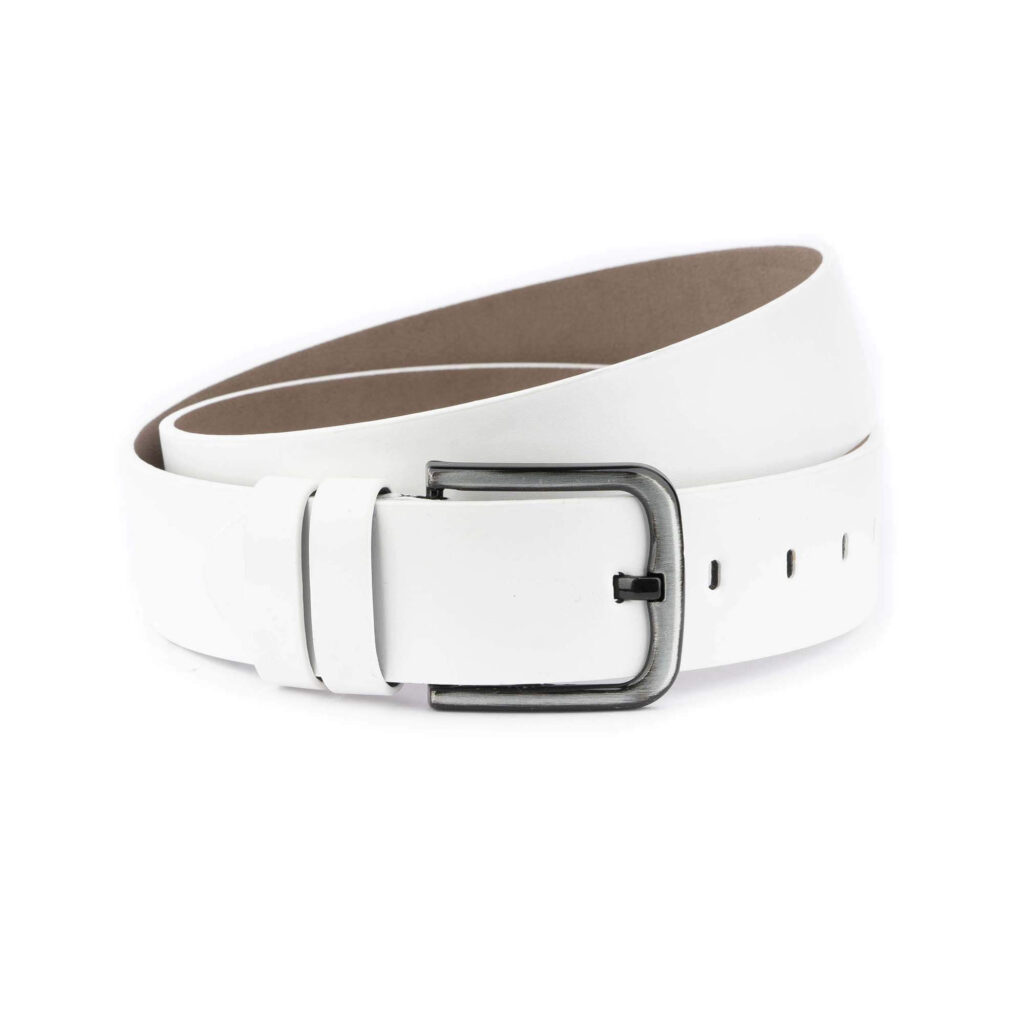 Buy Men's Golf Belts White Vegan Leather 4.5 Cm Wide