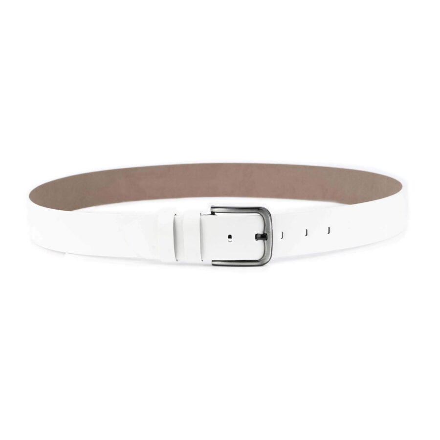 mens golf belts white vegan leather 4 5 cm wide 4