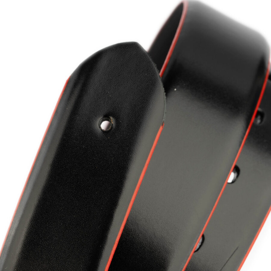 mens leather strap for belt black red edges 2