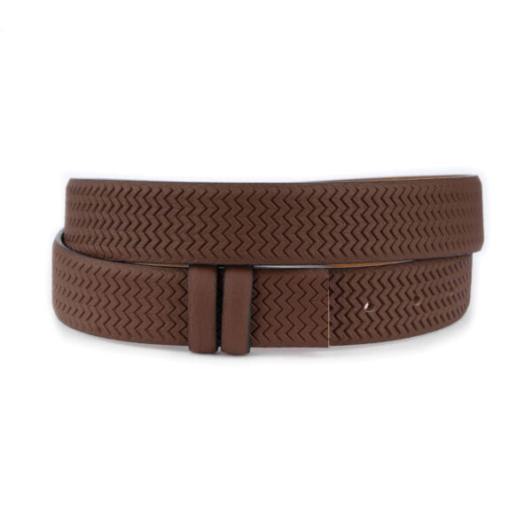 mens leather strap for belt brown zig zag texture 1 04 30072024 35 ZIGZCUTBROW