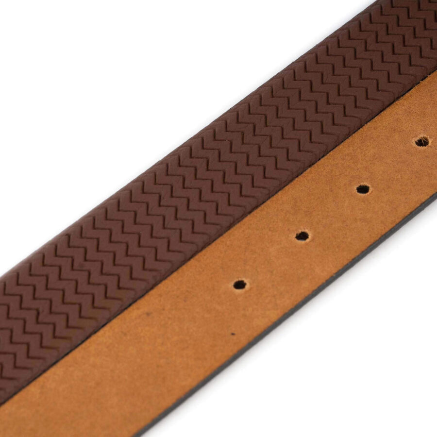 mens leather strap for belt brown zig zag texture 3