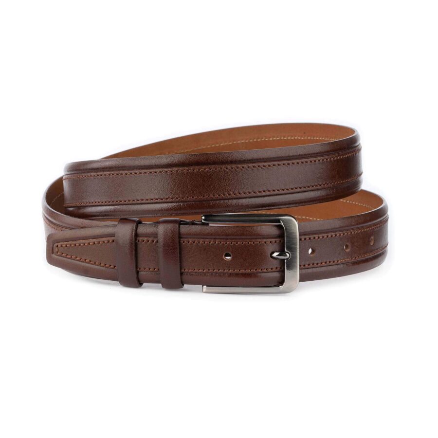 mens luxury belt cognac genuine leather with stitching 1 33 31072024 35 STITBELTCOGN