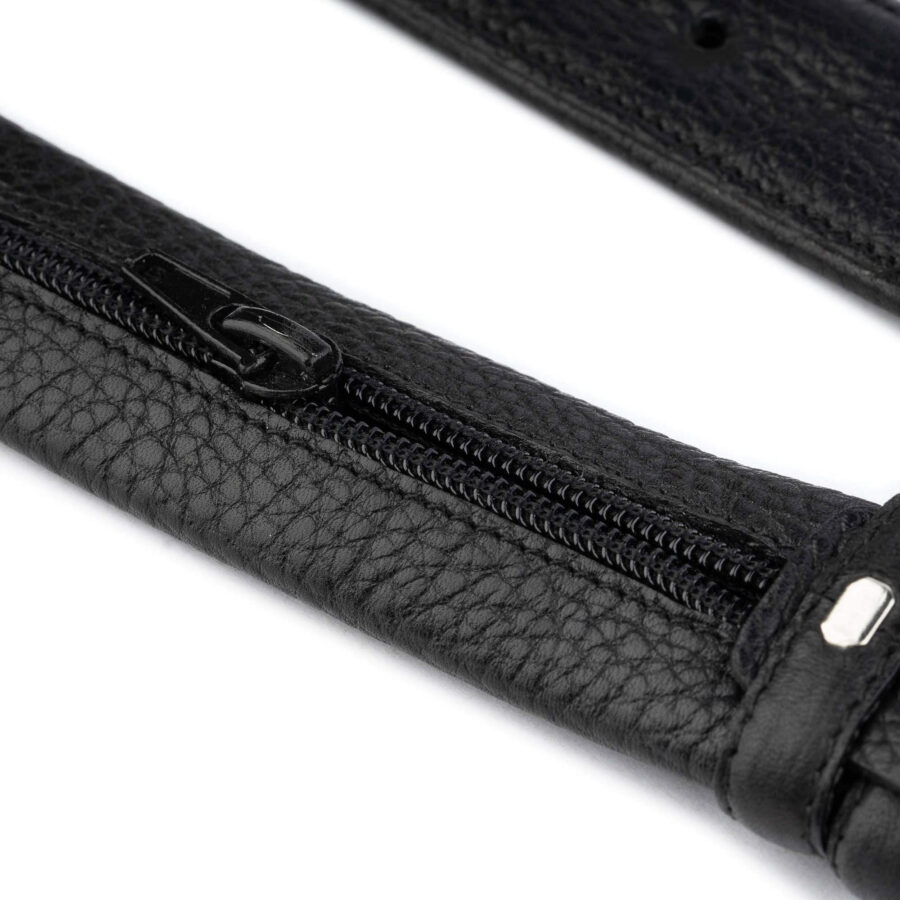 money belt for travel black genuine leather hidden zip 5