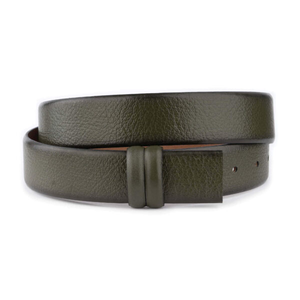 olive green buffalo leather men belt strap replacement 1 09 30072024 35 BUFFCUTGREE