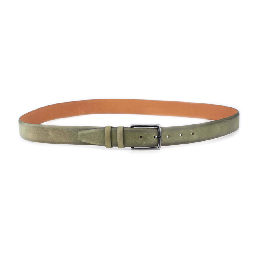 olive green golf belt for men genuine leather 3