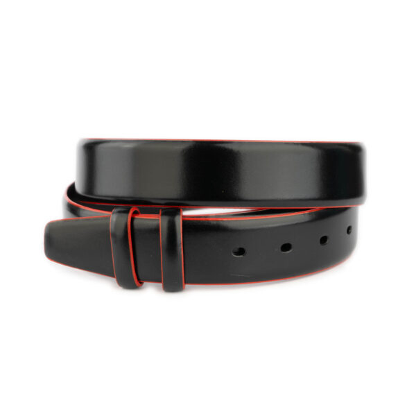 replacement leather strap for belt black with red edges 1 18 35 CUT 28082024 AML