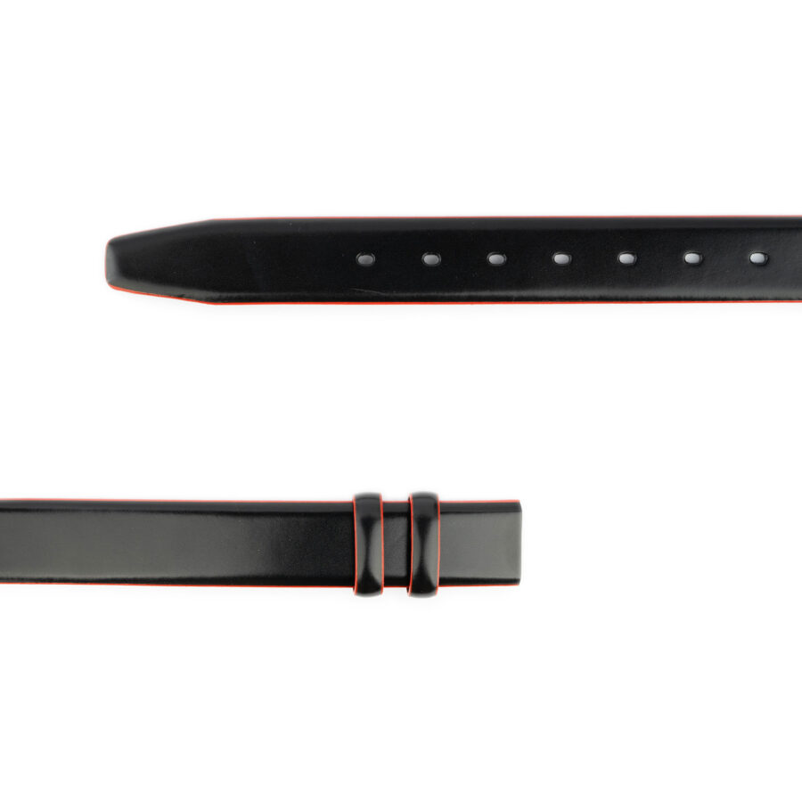 replacement leather strap for belt black with red edges 2