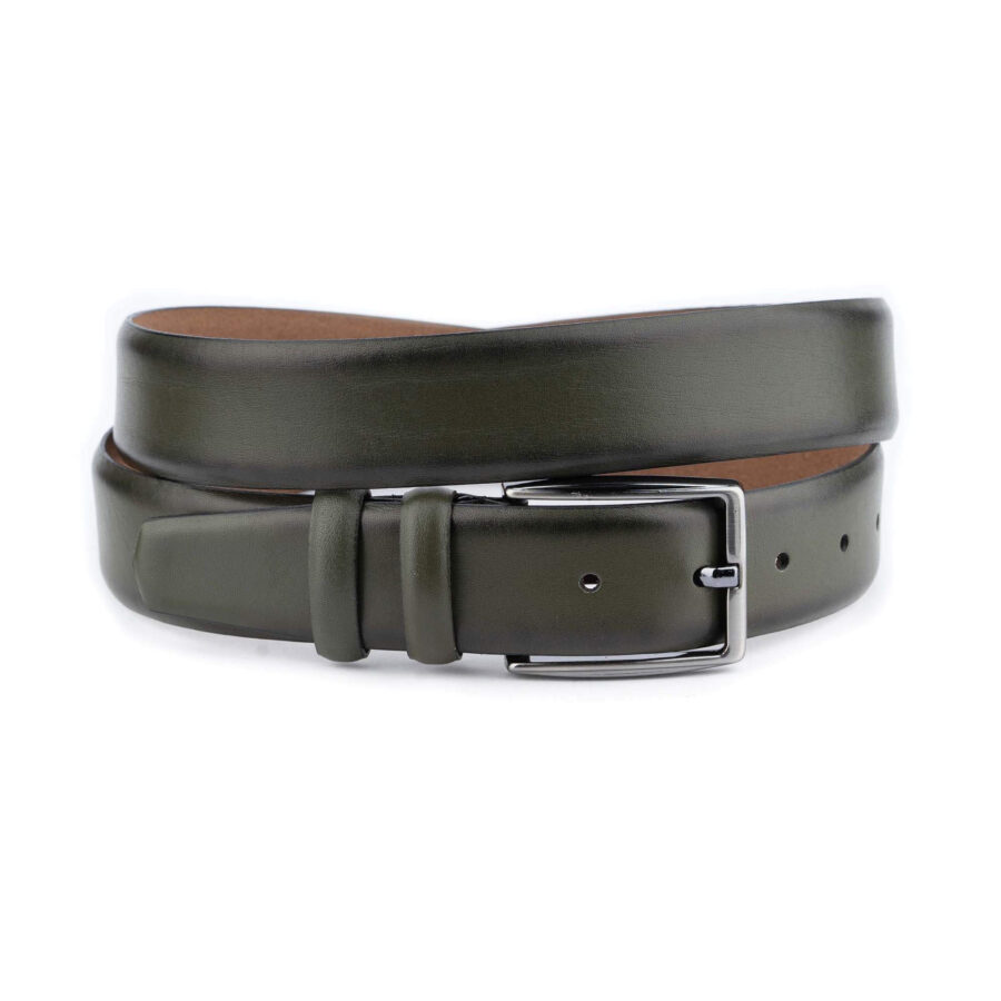 stylish mens belts green leather with black edges 1 40 31072024 35 GREEBELTOLIV