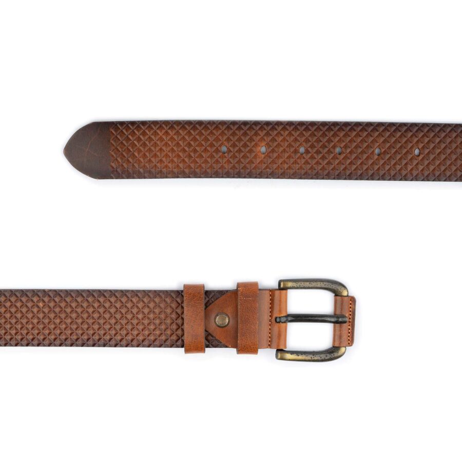 tan golf belt mens with leather coated buckle 2