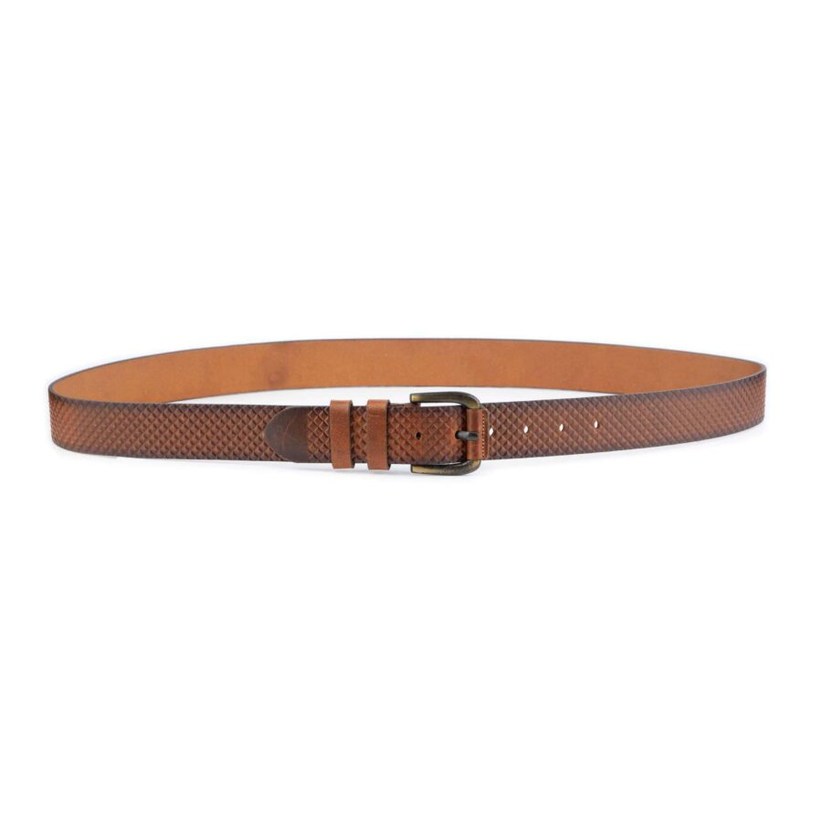 tan golf belt mens with leather coated buckle 5