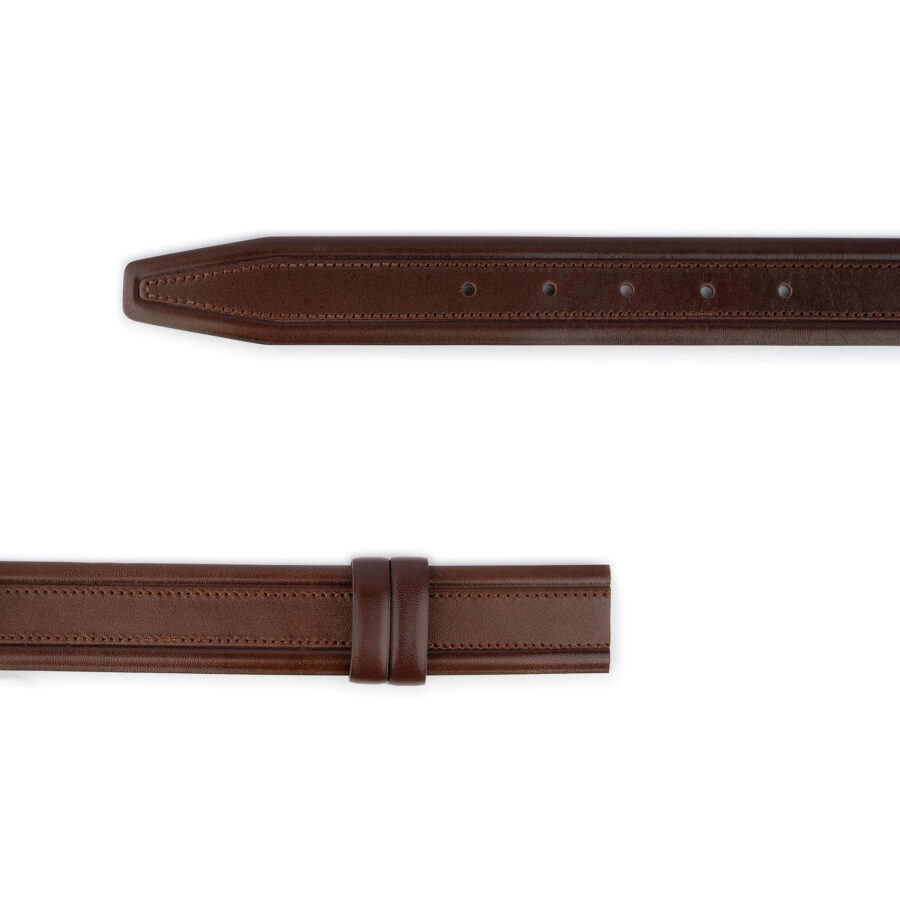 top quality mens belt straps cognac calf leather stitched 2