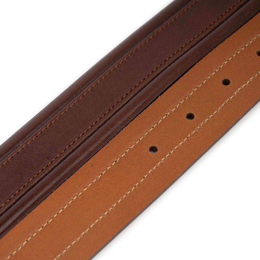 top quality mens belt straps cognac calf leather stitched 3