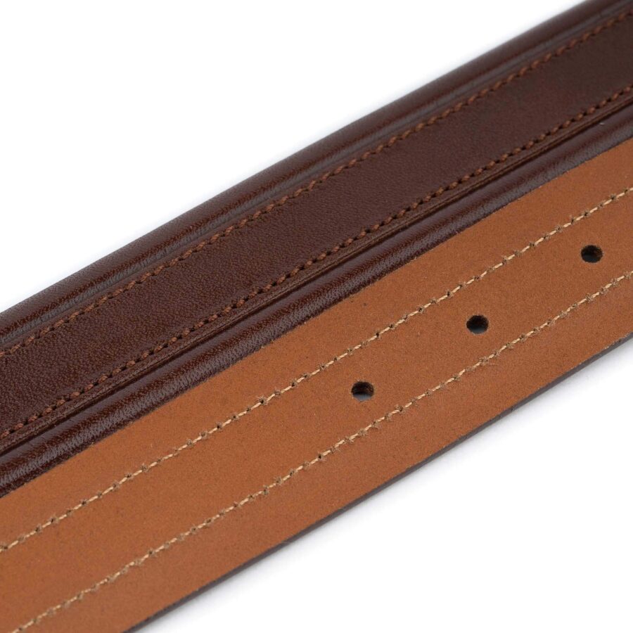 trendy belts men cognac leather stitched top quality 3