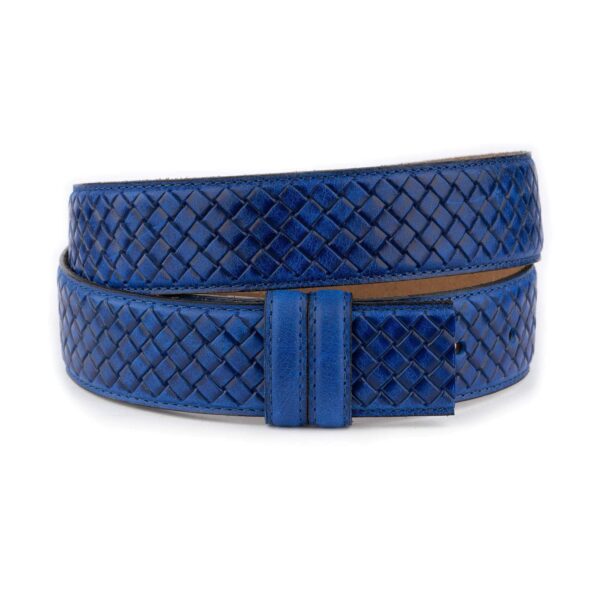 woven embossed belt strap for designer buckles real leather 1 03 30072024 35 WOVECUTBLUE