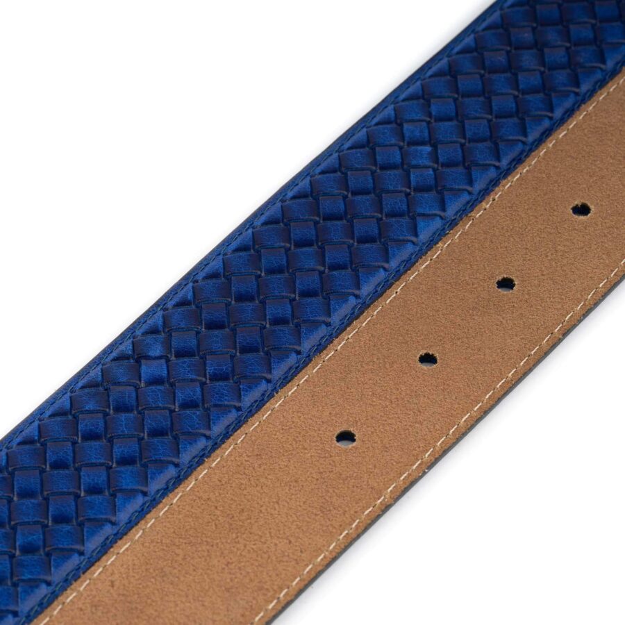 woven embossed belt strap for designer buckles real leather 3