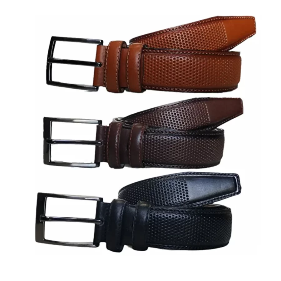 3 Pc Mens Belt Set perforated leather KARPHBCV00001CXRKG 02