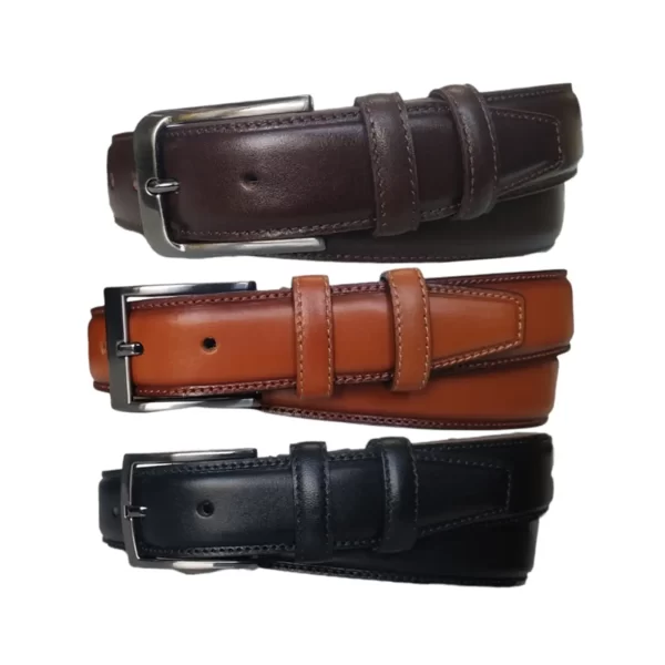 3 Pc Set dressing belts for men stitched calfskin KARPHBCV00001CXRKB 01