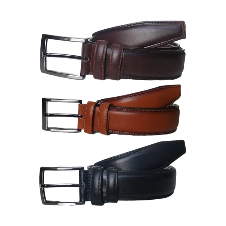 3 Pc Set dressing belts for men stitched calfskin KARPHBCV00001CXRKB 02