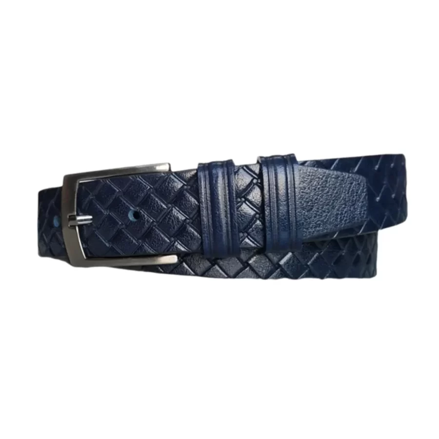 4 0 cm Male Belt For Jeans Blue Woven Emboss Leather KARPHBCV00001CXRFC 01