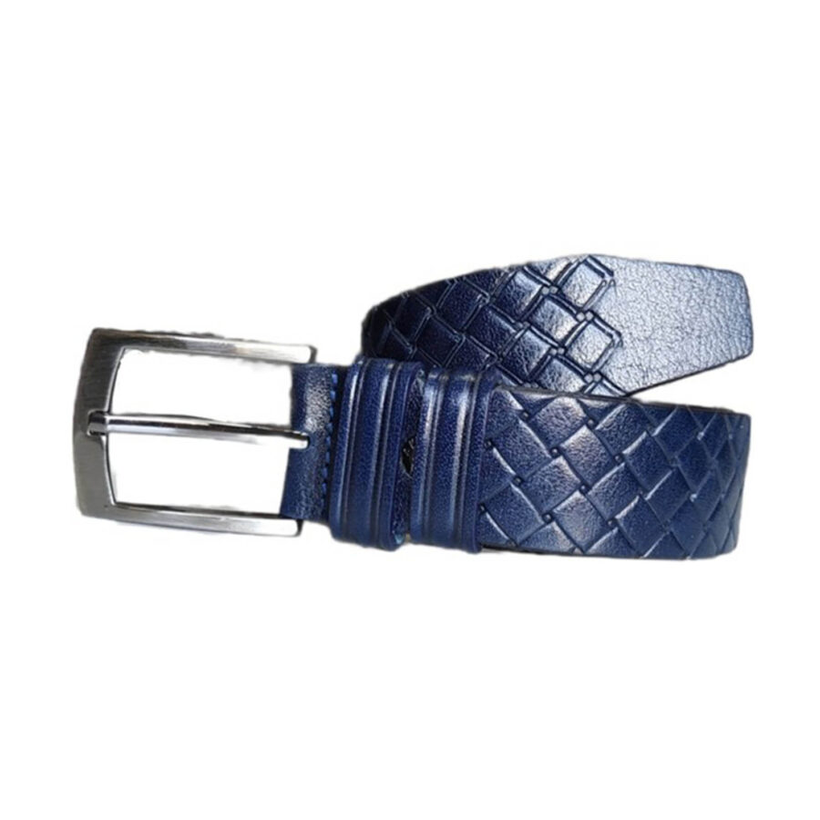 4 0 cm Male Belt For Jeans Blue Woven Emboss Leather KARPHBCV00001CXRFC 02