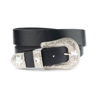 Black Mens Rhinestone Western Belt by Janis Birks 1